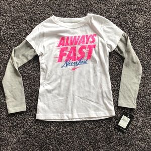 NWT girls Nike l/s shirt always fast never last